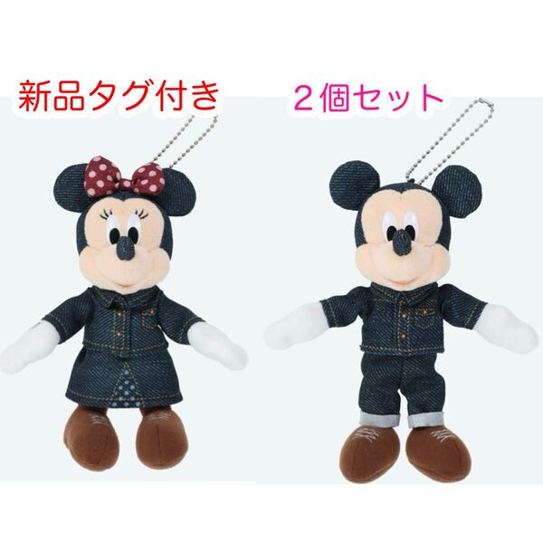 ぬいぐるみバッジ ウエスタンランド ミッキー ミニー 新品タグ付き ビッグサンダーマウンテン デニム