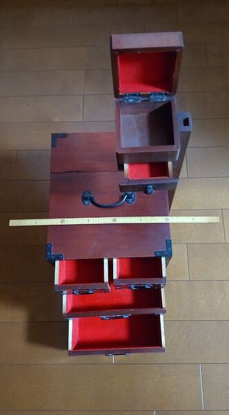 お針箱 裁縫箱 昭和 レトロ アンティーク 物差し付き