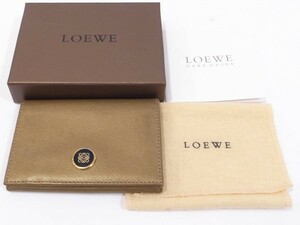  прекрасный товар с коробкой * LOEWE* Loewe * с логотипом дыра грамм кнопка *teki стиль кожа производства * футляр для карточек футляр для визитных карточек * оттенок золота * бесплатная доставка 