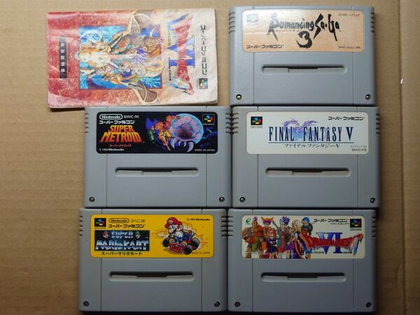 電池交換可 スーパーメトロイド ロマンシング・サガ3 ドラクエ6 マリオカート ファイナルファンタジー5 スーパーファミコン