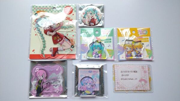 初音ミク ボカロ セリアコラボ アクリルスタンド アクスタ アクリルブロック 缶バッジ グッズ 6点 まとめ売り