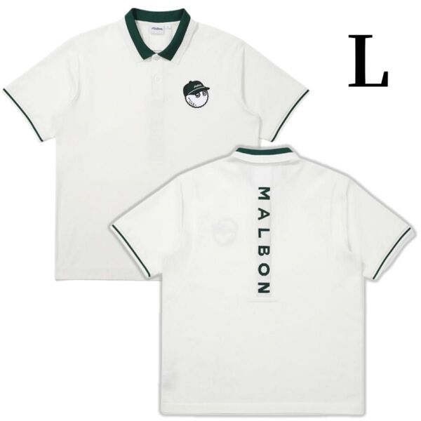 マルボンゴルフ ポロシャツ malbon golf メンズ シャツ 半袖 半袖ポロシャツ ゴルフウェア ポロシャツ 白色L