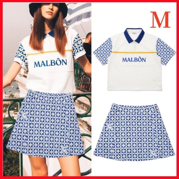 マルボンゴルフ 半袖 ポロTシャツ & スカート セット パンツ付 スカート セットアップ ポロシャツ シャツ サイズM