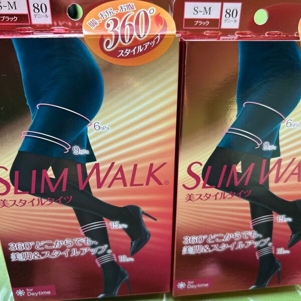 SLIM WALK 美スタイルタイツ ブラック S-M 80デニール2個セット
