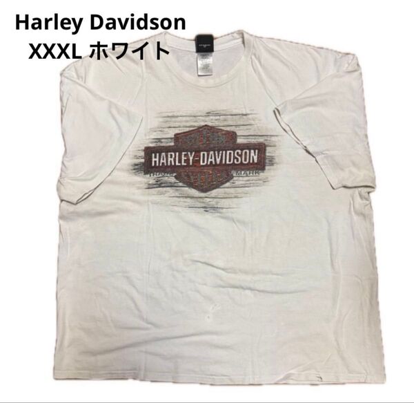 格安 HarleyDavidson ボロ フェード ロゴ 90s 00s 3XL Tシャツ 古着 TEE WHITE 半袖Tシャツ