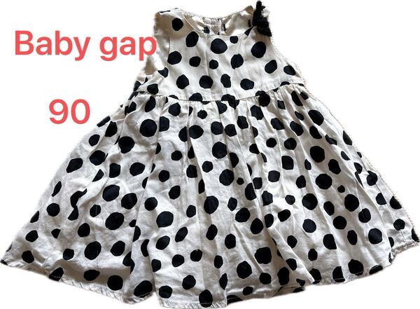 Baby gap★水玉★ノースリーブ★ワンピース★90★ドット★ホワイト★フリル キッズ
