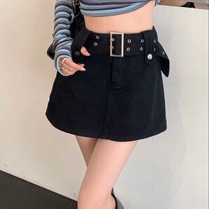 ベルト付きミニスカパン 黒 ブラック ショーパン EMODA SLY マウジー MURUA Xgirl 韓国ファッション