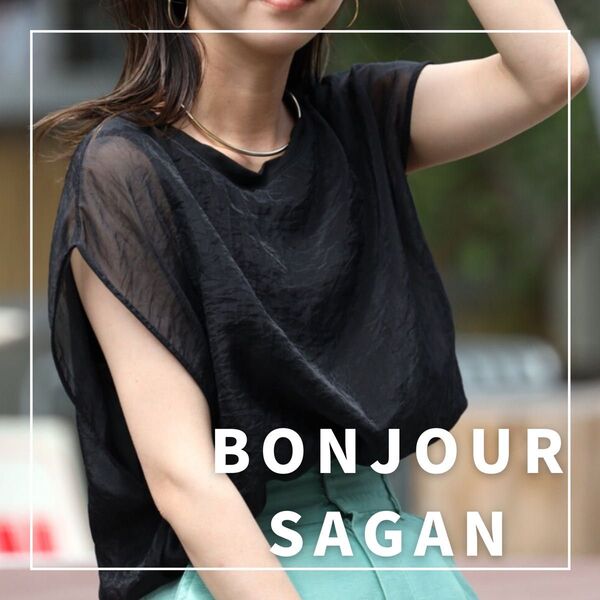 "新品・タグ付"レイヤードシアーフレンチプルオーバー/BONJOUR SAGAN