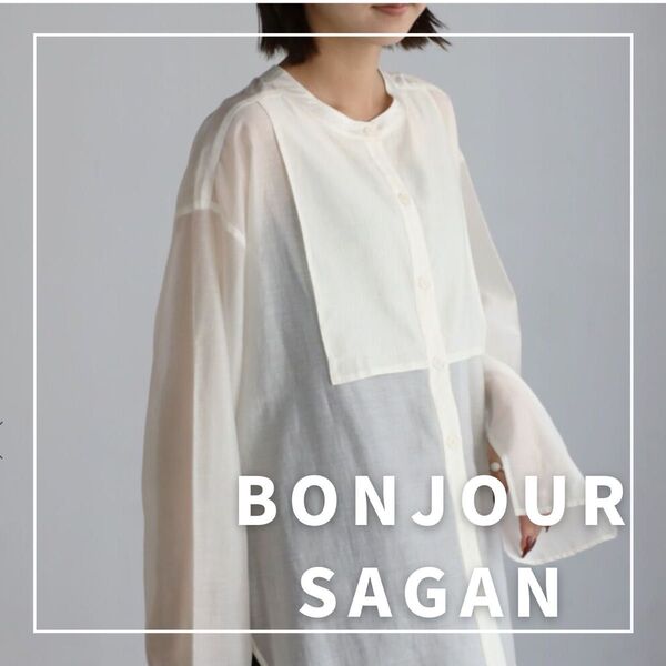 "新品・タグ付"ブザム切り替えシアーシャツ/BONJOUR SAGAN