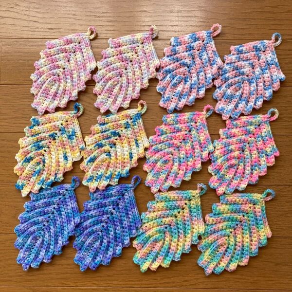 葉っぱ12枚☆アクリルたわし