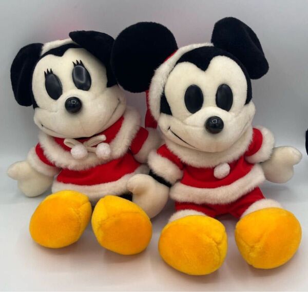ディズニー Disney ぬいぐるみ ミッキーマウス ミニーマウス クリスマス レトロ 当時物 サンタ