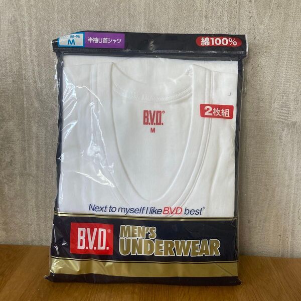 B.V.D. メンズ 半袖U首シャツ M 2枚組 富士紡 BVD Tシャツ