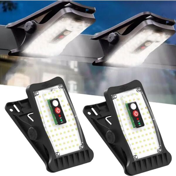 クリップライト 屋外 センサー 暖かい光 白い光 中間色の光 高輝度 2個セット LED ソーラー充電