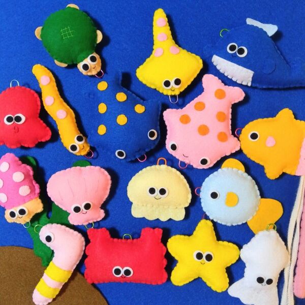 フェルト カラフル な さかなつり おままごと ままごと ハンドメイド