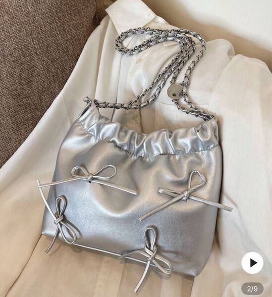 SHEIN リボンチェーンショルダーミニバッグ