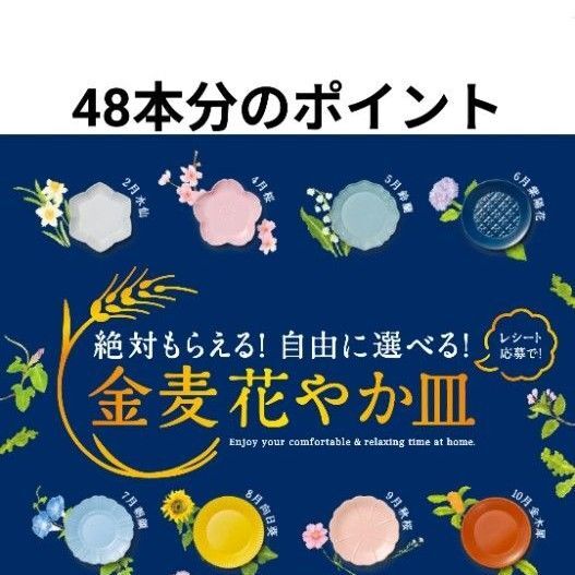 2025 金麦 レシート キャンペーン 花やか皿 48本 分 ポイント