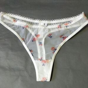 花柄メッシュプリント スケスケTバックショーツ エロ可愛いシースルー