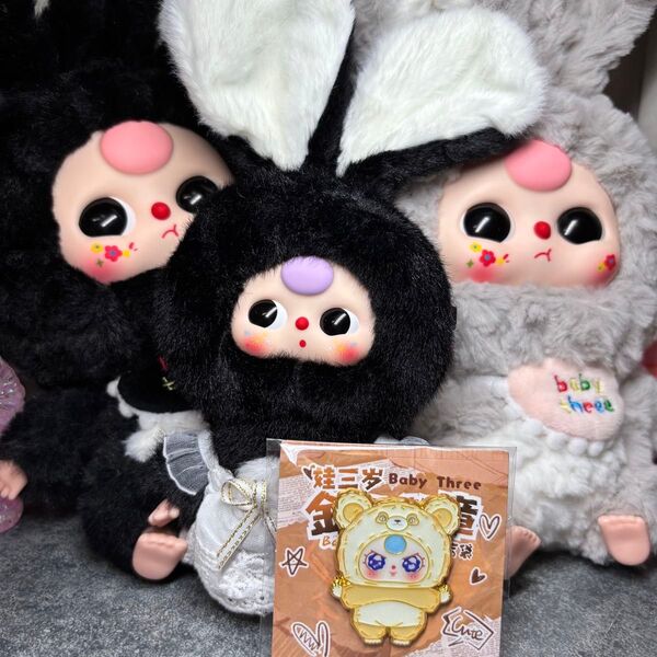 【公式】Babythree ベイビースリー ミニミニマカロン 立ち耳 バッジ付き ぬいぐるみ