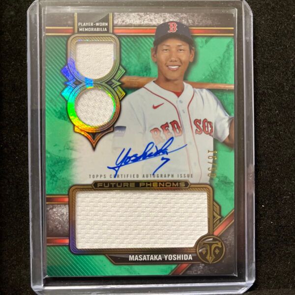 50枚限定 2024 topps triple threads green レリック直筆サインカード 吉田正尚 試合着用メモラ