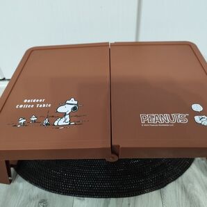 スヌーピー 折り畳み コンパクトコーヒーテーブル 茶色 ミニテーブル アウトドアにも 室内でも