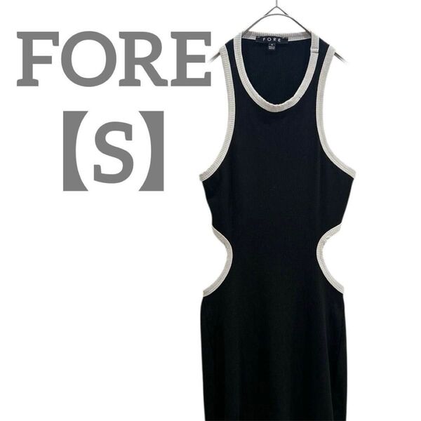 FORE【S】スリットワンピース ノースリーブ リブ ブラック タイト