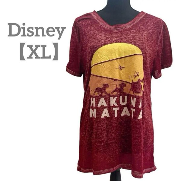 Disney ディズニー 【XL】Tシャツ ライオンキング ハクナ マタタ 半袖Tシャツ プリント 古着