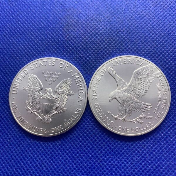 2021年イーグル銀貨タイプ1.2 2枚セット FINE SILVER999本物!コインカプセル入り!