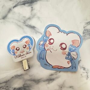 【新品未使用】ハム太郎 リボンちゃん 2点セット(アクリルヘアクリップ・シール)