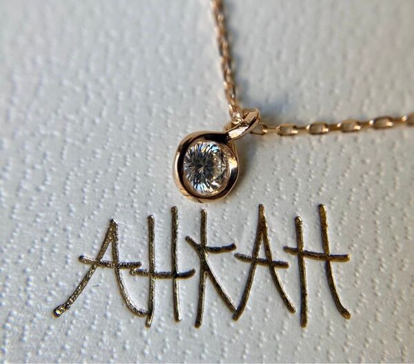 AHKAH アーカー 0.08ct 1Pダイヤモンド プチペンダント ピンクゴールド ネックレス k18