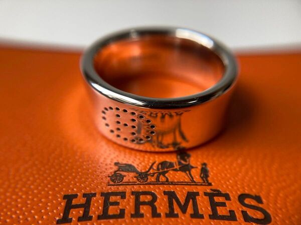 HERMES エルメス エクリプス エヴリン パンチング 約10.5号 シルバー ワイドリング Ag925