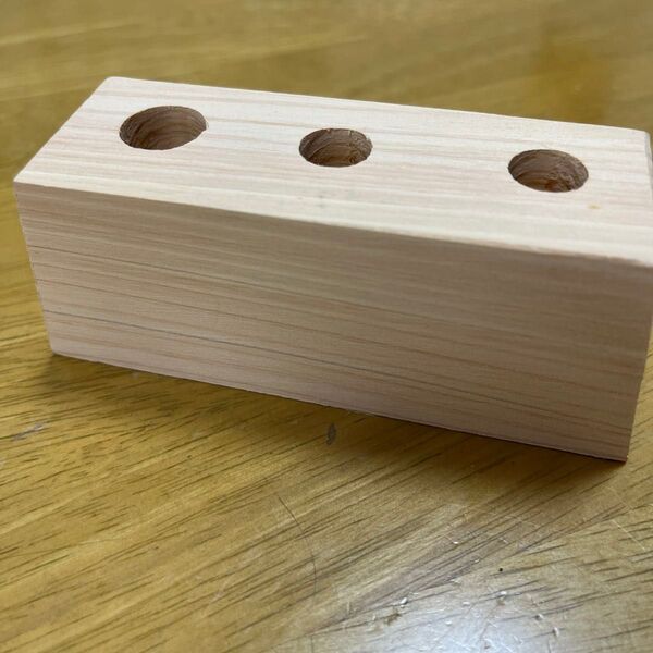 白木 ペン立て 3穴 ハンドメイド トールペイント
