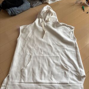 ノースリーブパーカー 白