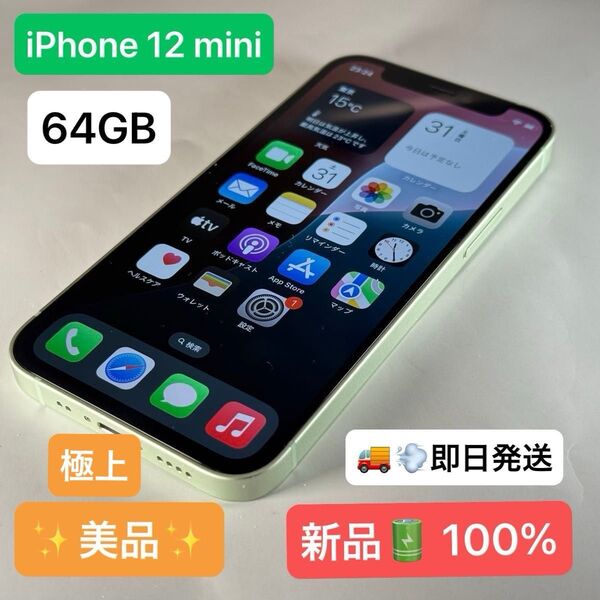 【極上美品】【即日発送】iPhone 12 mini 64GB 新品バッテリー100%