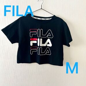 FILA クロップドTシャツ ブラック 半袖 フィラ レディース ロゴTシャツ