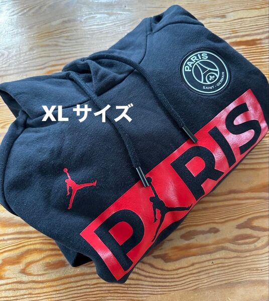 NIKE JORDAN×パリサンジェルマン ジョーダン パーカー ブラック 貴重XLサイズ ナイキ パーカー 古着