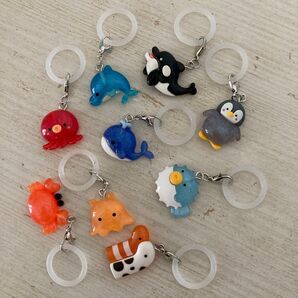海のいきもの めじるしチャーム めじるしアクセサリー 9点セット