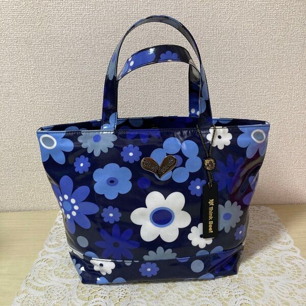 【美品】Think Bee!シンクビー マーガレットピース トートバッグ ブルー