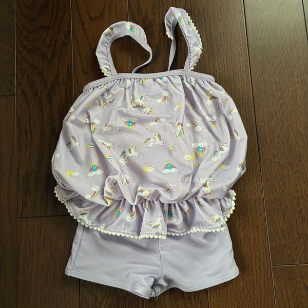 西松屋 子供用 水着 ワンピース ユニコーン柄 パープル 110cm