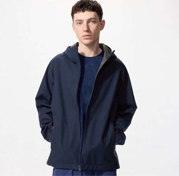 UNIQLO ユニクロ ブロックテックパーカ S ネイビー ブルゾン フルジップ 防水