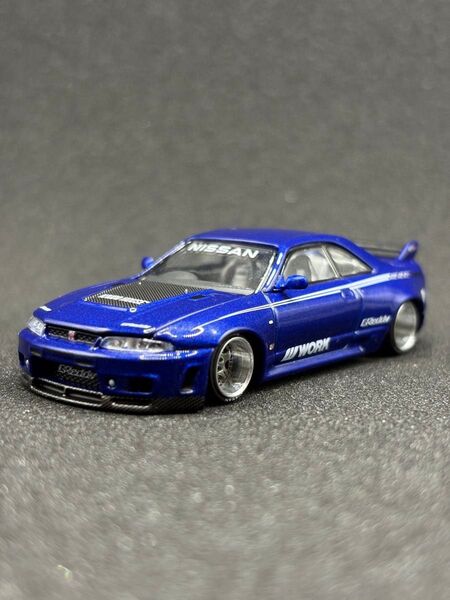 MINIGT 街道ハウス 日産 スカイライン GT-R R33 ブルー 箱無