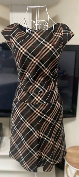 BURBERRY BLUE LABELワンピースウール/ブラウン/チェック ワンピース