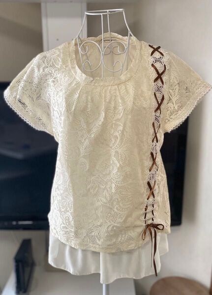 美品axes femme 総レース ドッキングカットソー