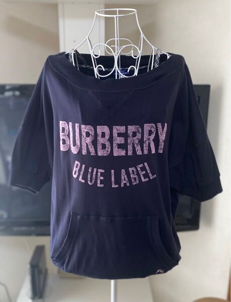 美品BURBERRY BLUE LABELバーバリーブルーレーベルスウェットカットソーチュニック