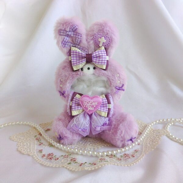ぬい服 着ぐるみ おすわり たち耳うさぎ 10cm〜11cm