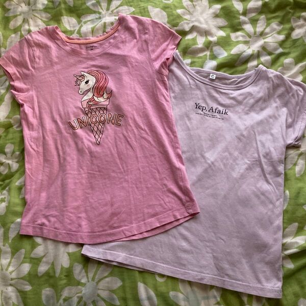 140-150 綿100% 半袖tシャツ 2枚セット まとめ売り 女の子夏物 まとめ売り