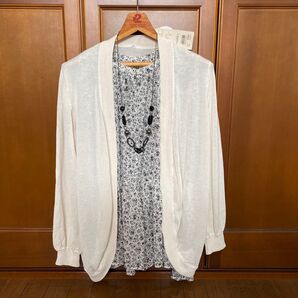 新品 アイボリー レディース長袖ロングサマーカーディガン UVカット LL