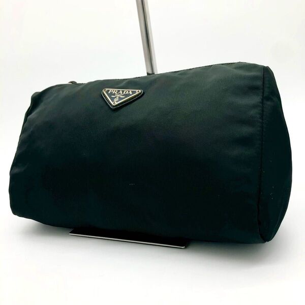 【美品】PRADA プラダ ナイロンポーチ 小物入れ 化粧ポーチ カーキ アクセサリー