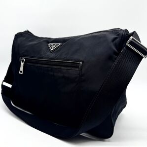 【近年モデル・美品】PRADA プラダ ショルダーバッグ テスートナイロン × レザー 大容量 ユニセックス 黒