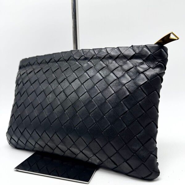 【現行型】RFID掲載 BOTTEGA VENETA ボッテガヴェネタ クラッチバッグ セカンドバッグ マキシイントレチャート 黒