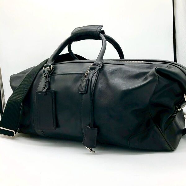 【超美品】COACH コーチ ボストンバッグ 2way ショルダーバッグ ハンドバッグ 南京錠 鍵付き オールレザー 黒